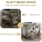 Full Over Twin Metal Bunk Bed With Desk Charging Station - Omega Lifestyles