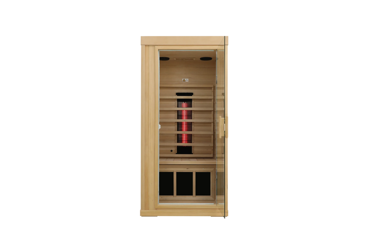 Single Mini Hemlock Wood Low EMF Far Infrared Sauna - Omega Lifestyles