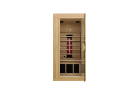 Single Mini Hemlock Wood Low EMF Far Infrared Sauna - Omega Lifestyles
