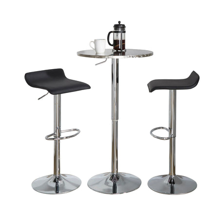 Contemporary Adjustable Height Faux Leather Bar Set 3-Piece - Omega Lifestyles
