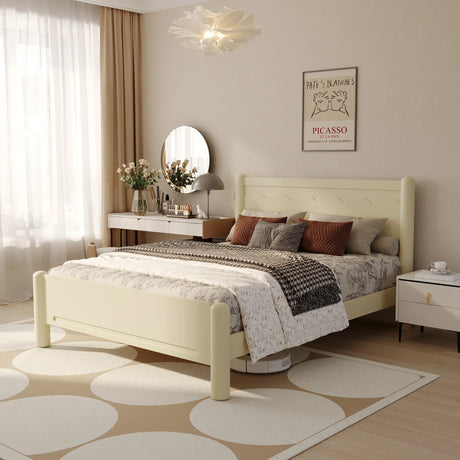 Queen Solid Wood Platform Bed Frame With Headboard - Omega Lifestyles