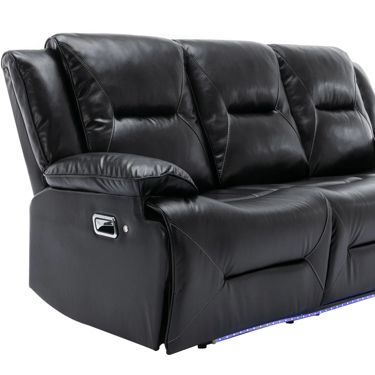 3-Seater Manual Recliner Chair Leather Gel With LED Lights - Omega Lifestyles