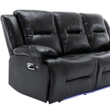 3-Seater Manual Recliner Chair Leather Gel With LED Lights - Omega Lifestyles