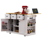 Large Kitchen Island Cart With Drop Leaf And Power Outlet - Omega Lifestyles