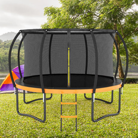 12-Foot Outdoor Metal Frame Kids Safety Trampoline - Omega Lifestyles