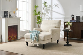 Modern White Upholstered Wood Chaise Lounge Recliner Chair - Omega Lifestyles