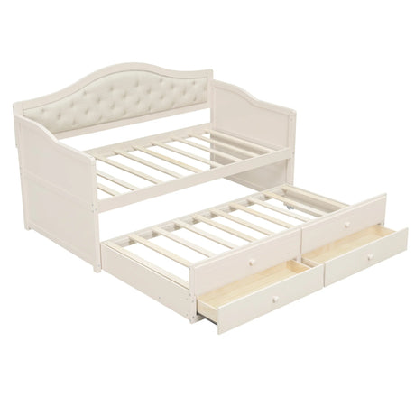 Twin Daybed With Pull-Out Trundle And Storage Drawers - Omega Lifestyles