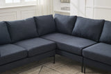 L-Shaped Grey Linen 6-Seat Convertible Sofa With Pillows - Omega Lifestyles