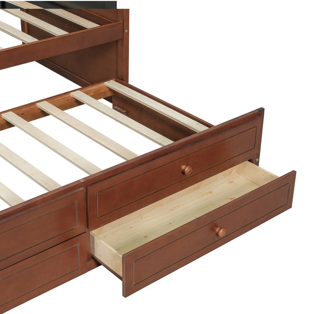 Twin Daybed With Trundle And Storage Drawers Walnut - Omega Lifestyles