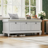 Classic Cushioned Shoe Bench With Three Drawers Storage