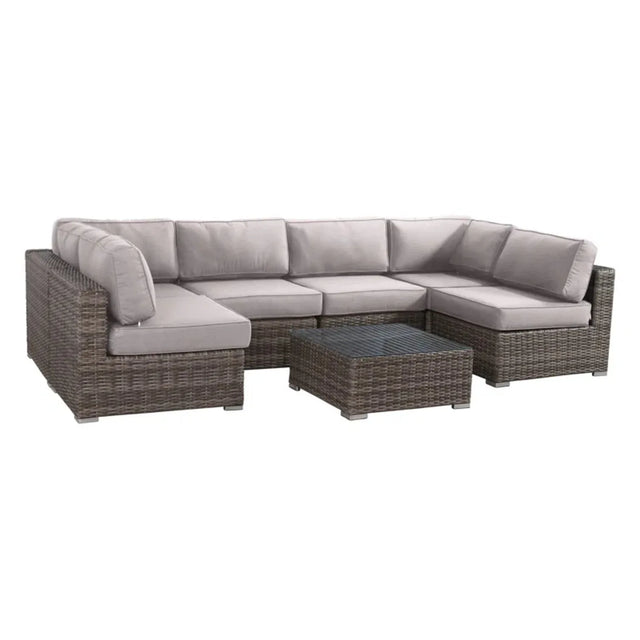 6-Person Fully Assembled Rattan Wicker Sectional Seating Group - Omega Lifestyles