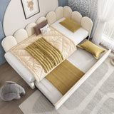 Beige Velvet L-Shaped Twin Daybed With Pull-Out Trundle - Omega Lifestyles