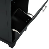 Fluted Rubber Wood Kitchen Island With Trash Can Cabinet - Omega Lifestyles