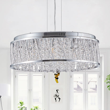 Modern Round Crystal Chandelier 19-Inch Flush Mount Light - Omega Lifestyles