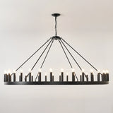 Matte Black Farmhouse 36-Light Wagon Wheel Chandelier - Omega Lifestyles