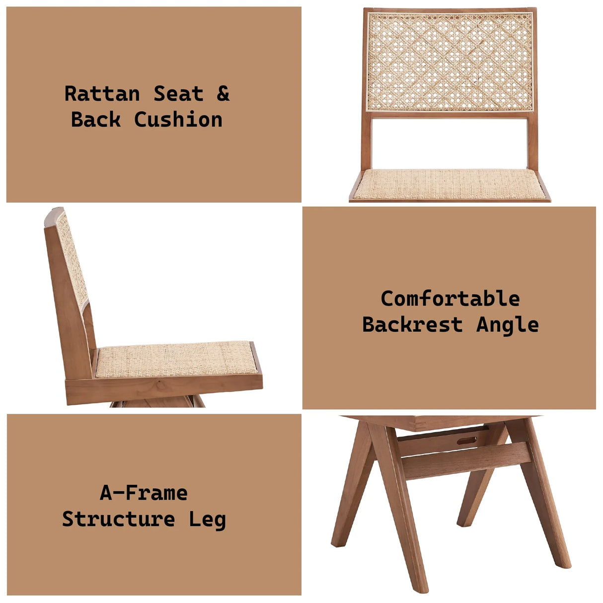 6-Piece Natural Finish Rattan Patio Dining Furniture Set - Omega Lifestyles