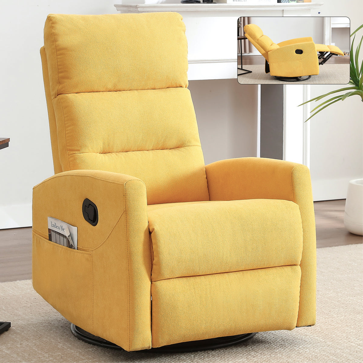 Manual Recliner Chair With Rocker Swivel And Handle