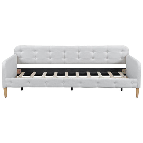 Twin Upholstered Linen Fabric Daybed With Wood Frame - Omega Lifestyles