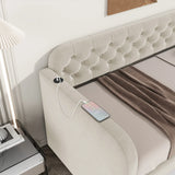 Twin Velvet Upholstered Daybed Frame With USB Charging - Omega Lifestyles