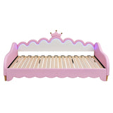 Twin Upholstered Extendable Daybed With Crown Headboard And LED Lights - Omega Lifestyles