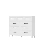 9-Drawer White Metal Tall Dresser With Smooth Drawers - Omega Lifestyles