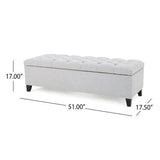 Contemporary Light Gray Fabric Button-Tufted Storage Ottoman - Omega Lifestyles