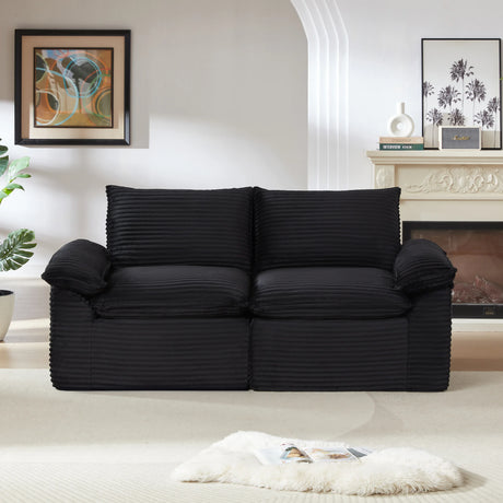 Modern Corduroy Foam Spring 2-Seat Cloud Sofa - Omega Lifestyles