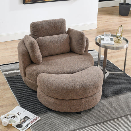Oversized Modern Swivel Fabric Lounge Chair With Ottoman - Omega Lifestyles