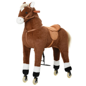 Plush Large Kids Ride-On Walking Horse With Wheels - Omega Lifestyles