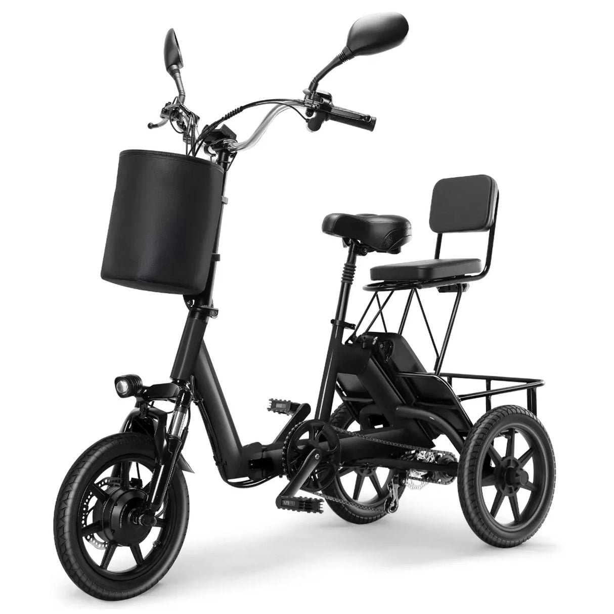 Adult Folding Electric 350W Motor 2-Seat Carbon Steel Trike - Omega Lifestyles