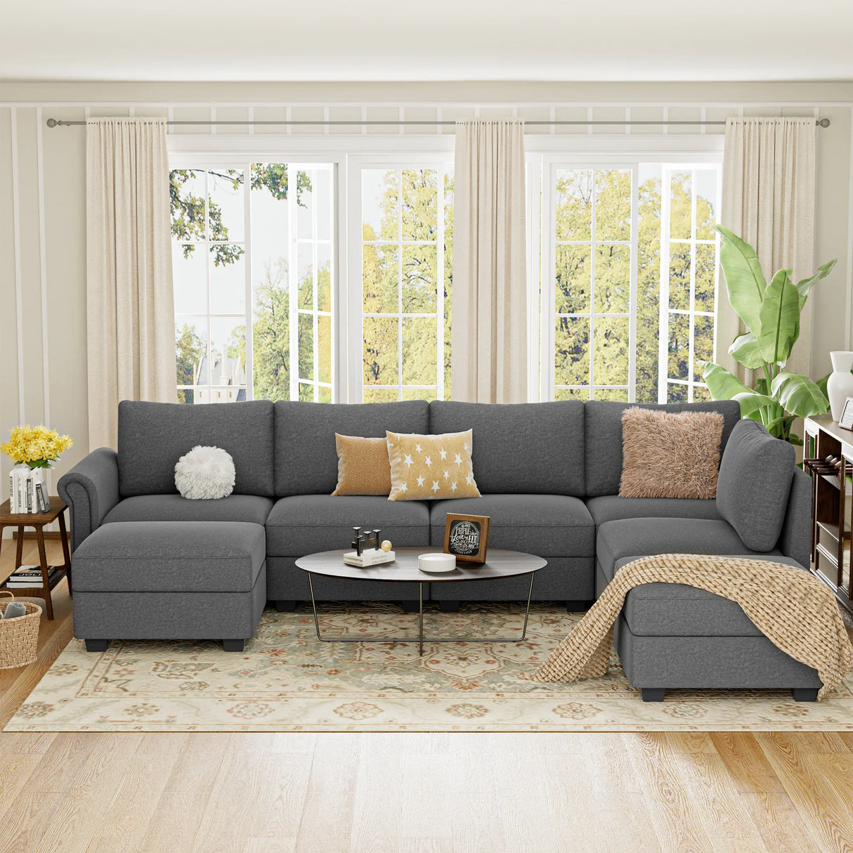 Modern 7-Seat Modular U-Shaped Memory Foam Sofa - Omega Lifestyles