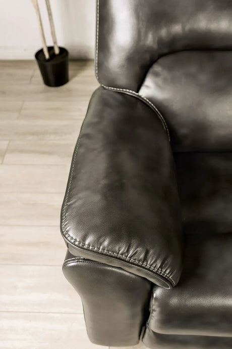 Transitional Dark Gray Leatherette Standalone Glider Recliner Chair - Omega Lifestyles