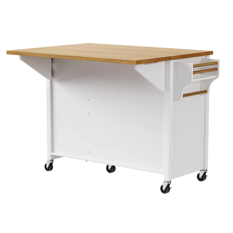 Classic Vintage Embossed White Kitchen Island On Wheels - Omega Lifestyles