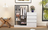 Wardrobe With Four Drawers Three Shelves MDF Metal - Omega Lifestyles