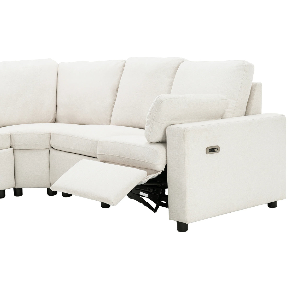 Beige Linen Fabric Power Recliner Sectional Sofa With USB Ports - Omega Lifestyles