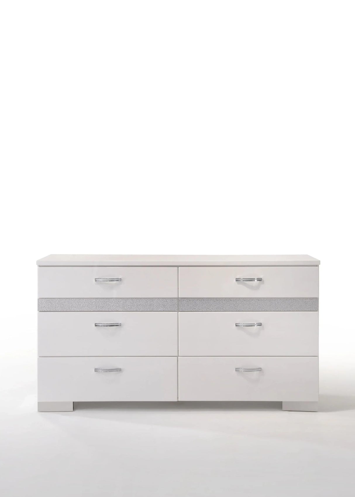 White Synthetic Wood Modern Six-Drawer Jewelry Organizer Dresser - Omega Lifestyles