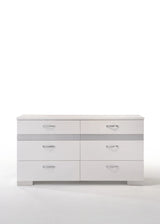 White Synthetic Wood Modern Six-Drawer Jewelry Organizer Dresser - Omega Lifestyles
