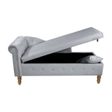 Classic Velvet Storage Chaise Lounge With Pillow - Omega Lifestyles