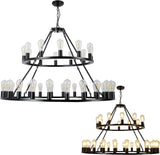 Farmhouse Matte Black 52-Inch Wagon Wheel Chandelier - Omega Lifestyles