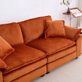 Corduroy 2-Seat Sofa With Pillows And Ottomans - Omega Lifestyles