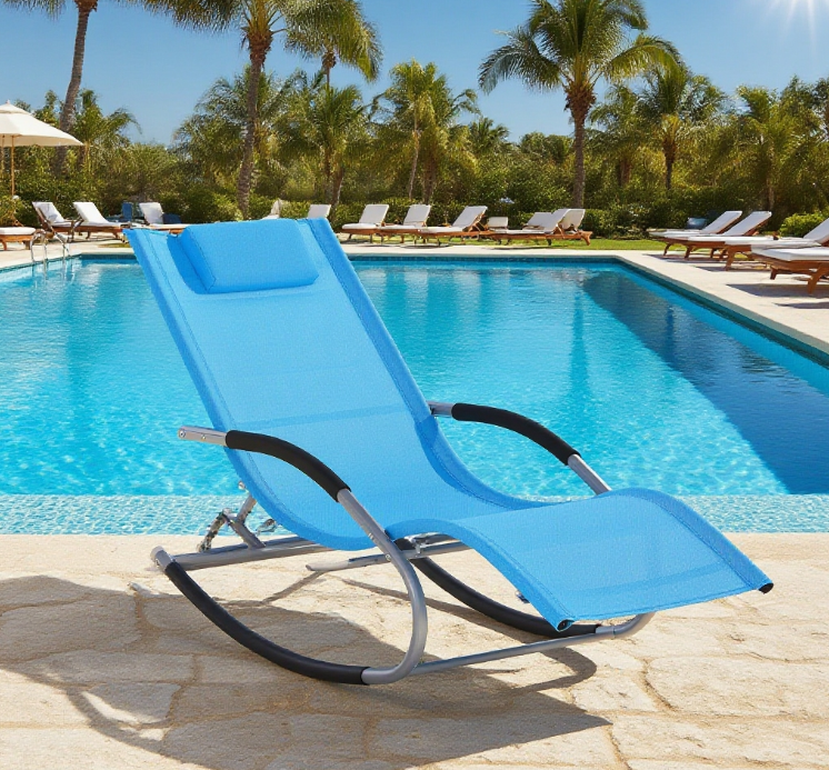 Zero Gravity Outdoor Steel Frame Rocking Lounge Chair