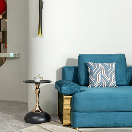 Modern Black Carbon Steel Round Side Table 15x15x21 Inch - Omega Lifestyles