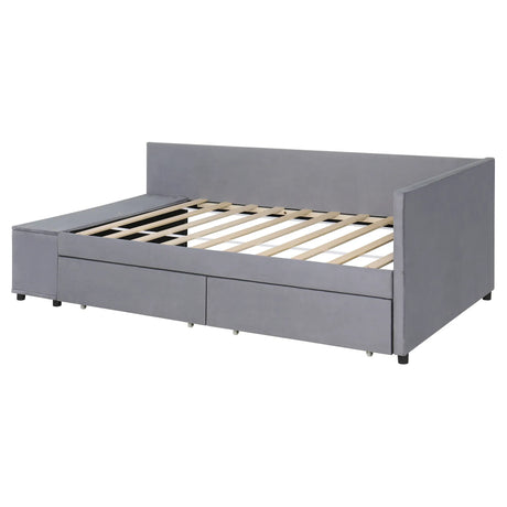Twin Velvet Upholstered Platform Bed With Storage Drawers - Omega Lifestyles