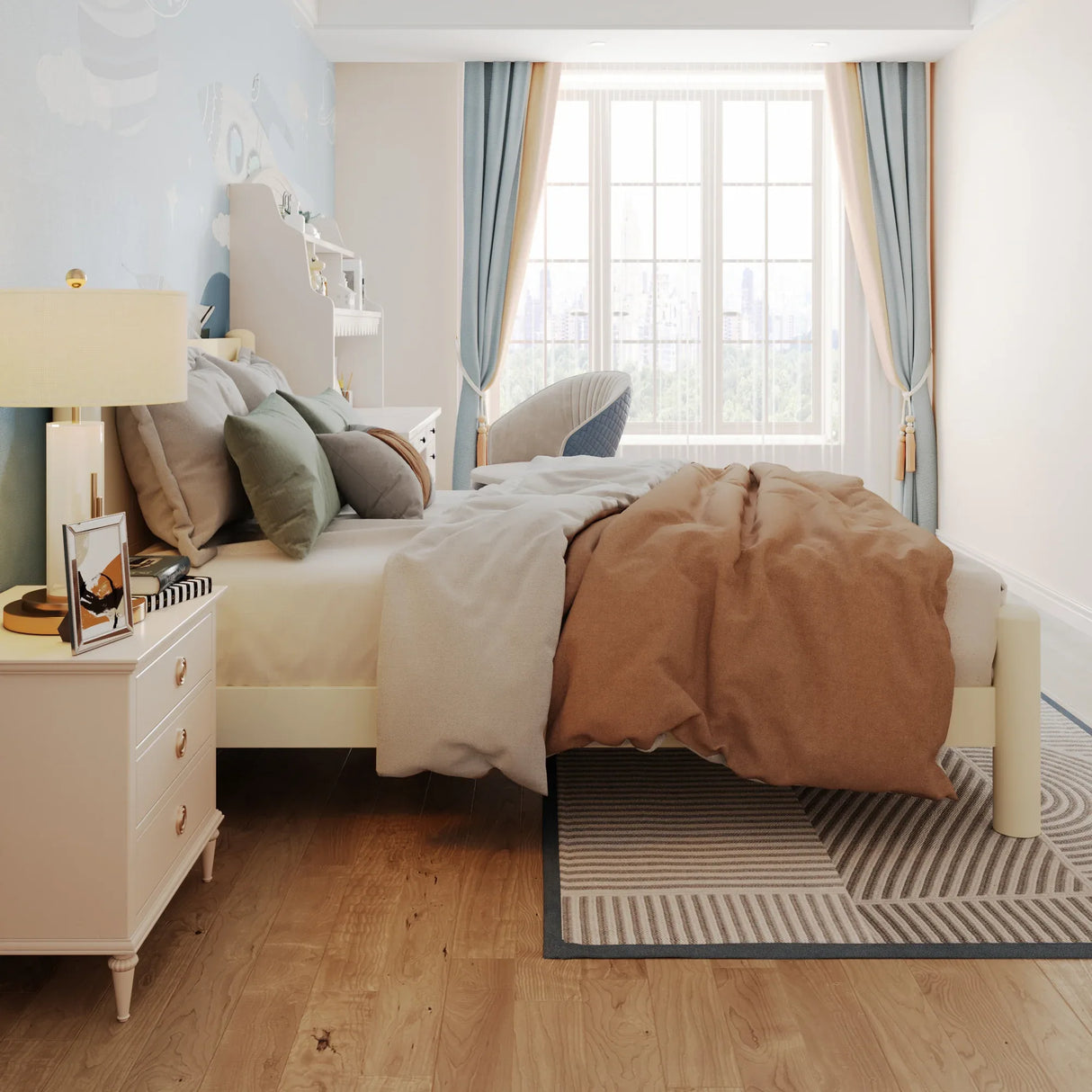 Queen Solid Wood Platform Bed Frame With Headboard - Omega Lifestyles