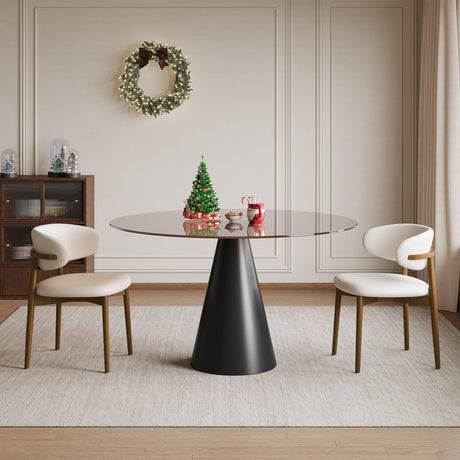 35-Inch Round Tempered Glass Metal Base Dining Table - Omega Lifestyles