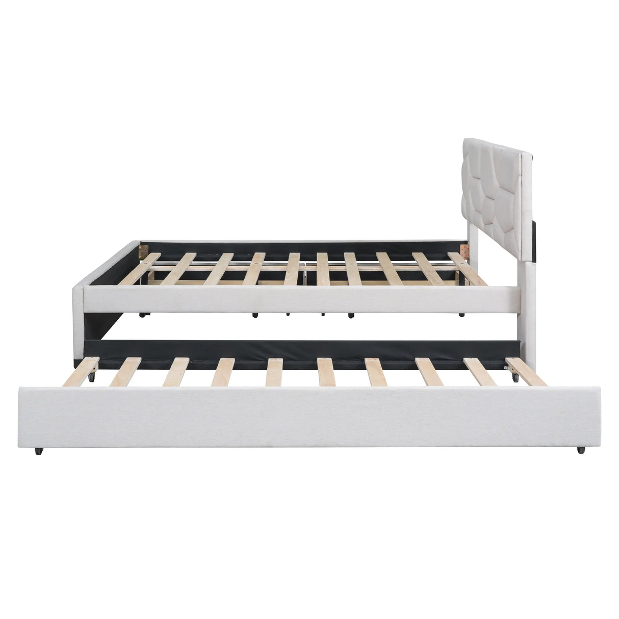 Full Upholstered Platform Bed With Trundle And Drawers Full - Omega Lifestyles