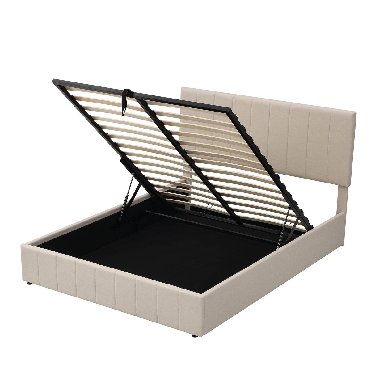 Queen Upholstered Platform Bed With Hydraulic Storage System - Omega Lifestyles
