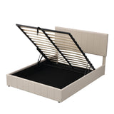 Queen Upholstered Platform Bed With Hydraulic Storage System - Omega Lifestyles