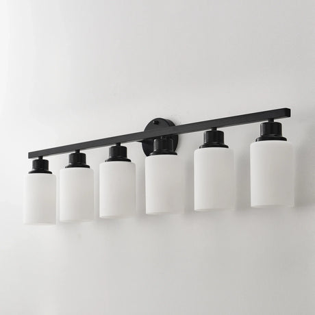 Matte Black Glass Shade 6-Light Wall Sconce Lighting - Omega Lifestyles