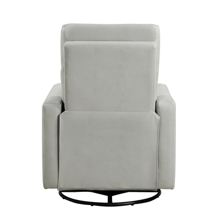 Contemporary Smoke Faux Leather Swivel Gliding Recliner Chair - Omega Lifestyles